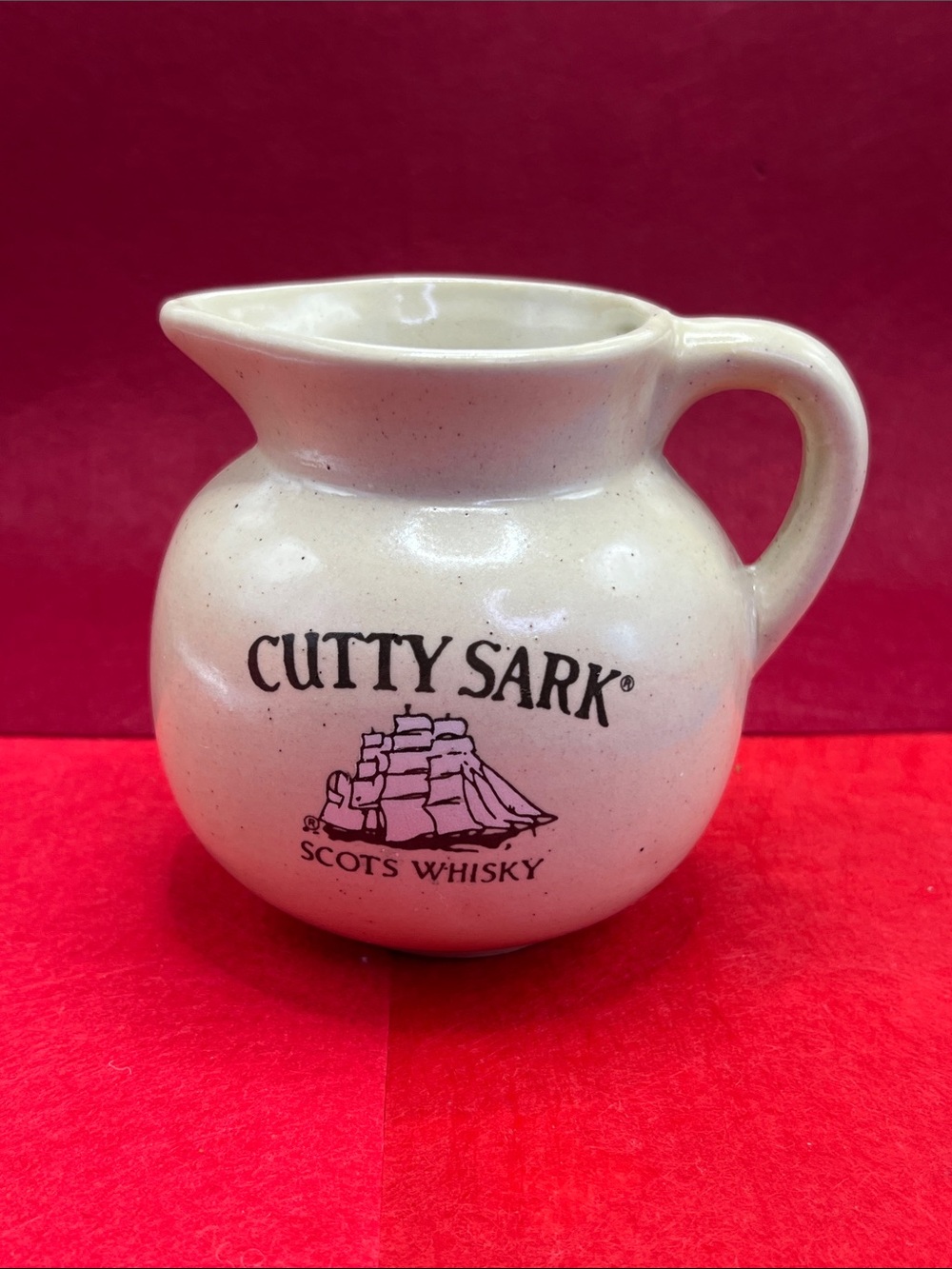 CUTTY SARK-Cream Ceramic Pitcher - Scots Whisky Logo